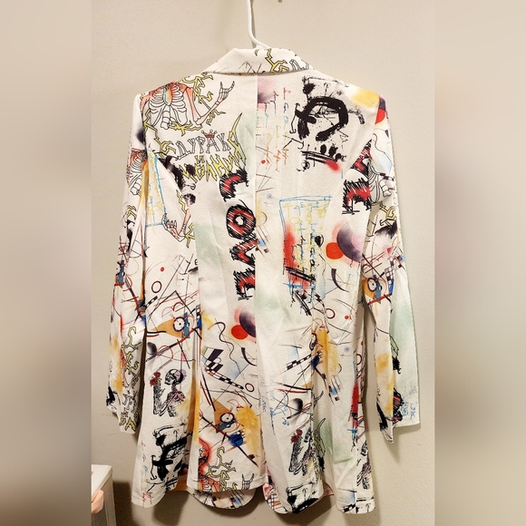 NWOT Shein long sleeve single button Halloween graffiti blazer size medium - Picture 3 of 13